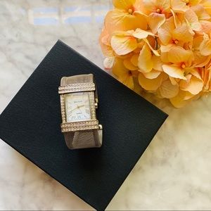 Susan Lucci silver mesh watch with crystals